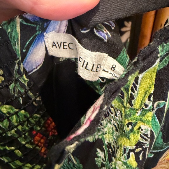 🏷️ New Avec Les Filles black botanical butterfly dress midi 8 - Picture 5 of 8